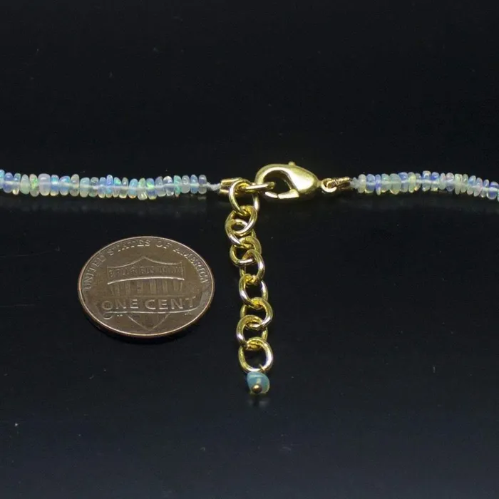 Beads Supplies USA Necklaces Ethiopian Opal Smooth Rondelle Beads Gold Vermeil Necklace 18 2mm 4mm