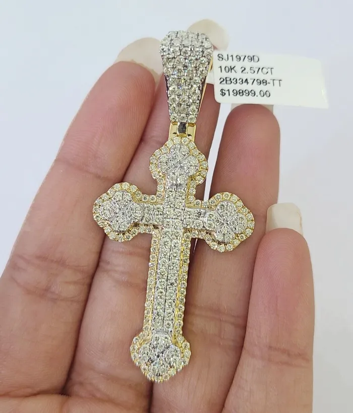 Charm Necklaces Gold and Diamond 10k Yellow Gold Diamond Jesus Cross Charm Pendant Genuine Diamond Real Charm Necklaces Gold and Diamond 10k Yellow Gold Diamond Jesus Cross Charm Pendant Genuine Diamond Real