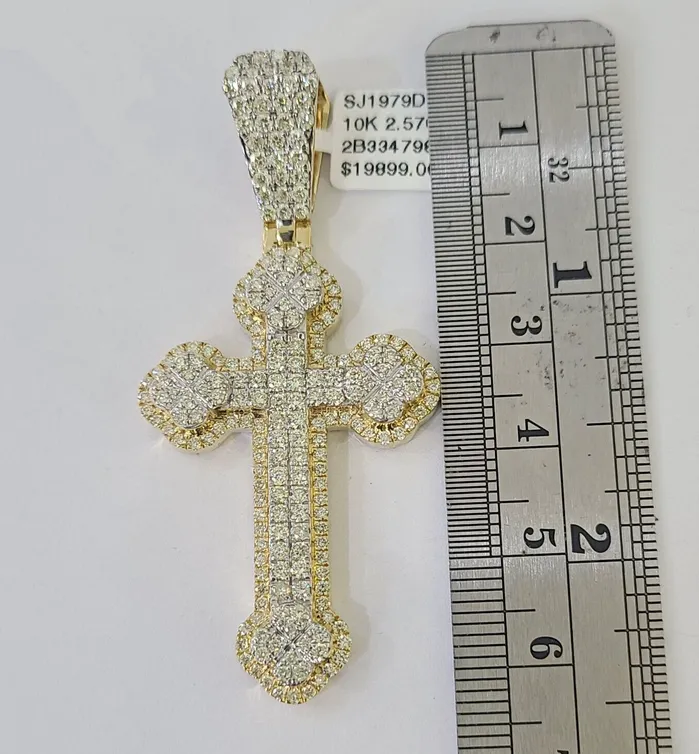 Charm Necklaces Gold and Diamond 10k Yellow Gold Diamond Jesus Cross Charm Pendant Genuine Diamond Real