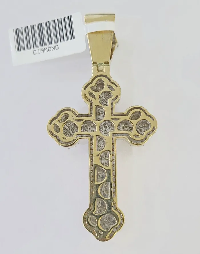 Charm Necklaces Gold and Diamond 10k Yellow Gold Diamond Jesus Cross Charm Pendant Genuine Diamond Real
