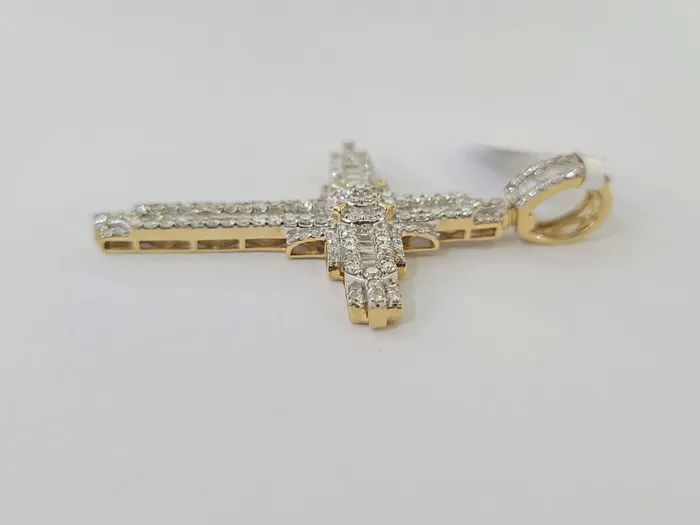 Charm Necklaces Gold and Diamond 10k Yellow Gold Diamond Jesus Cross Charm Pendant Genuine Diamond Real