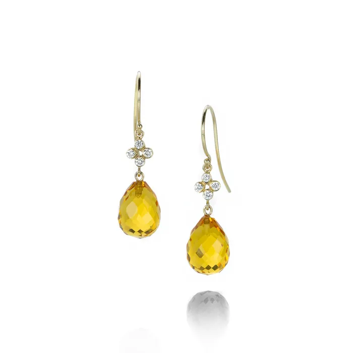 Citrine Clover Diamond Earrings Alexis Kletjian Earrings
