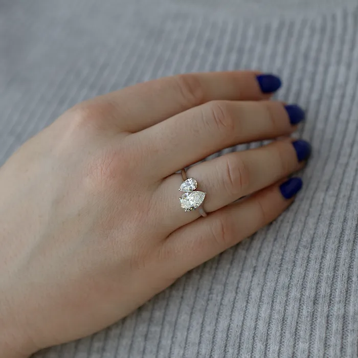 Diamond Evolution Rings 14kt White Gold 255cttw LabCreated Pear Diamond Engagement Ring