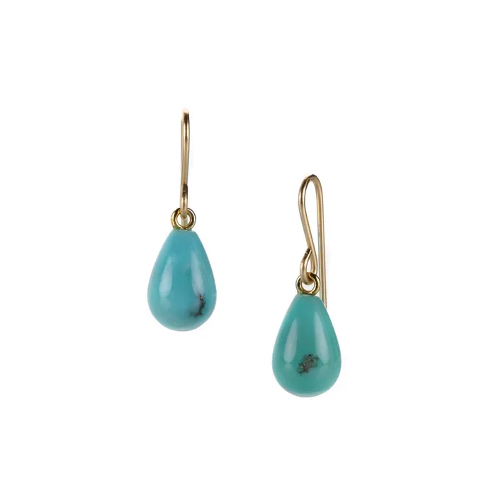 Earrings 18k Small Turquoise Drop Earrings Maria Beaulieu
