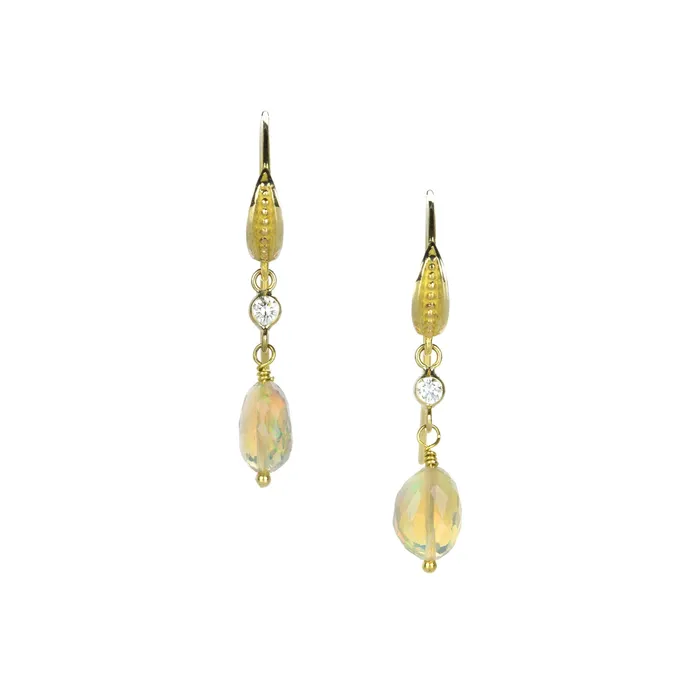 Earrings Barbara Heinrich 18k Opal and Diamond Drop Earrings