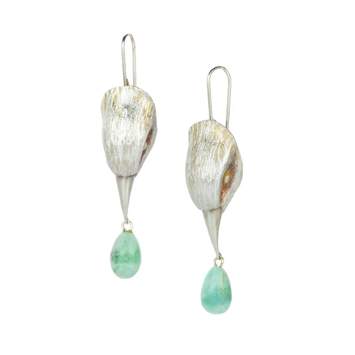 Earrings Gabriella Kiss Sterling Silver Bird Head Earrings with Turquoise