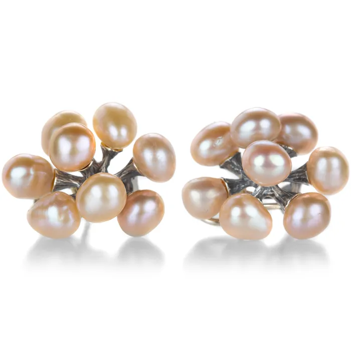 Earrings John Iversen Baroque Peach Freshwater Pearl Jacks Earrings