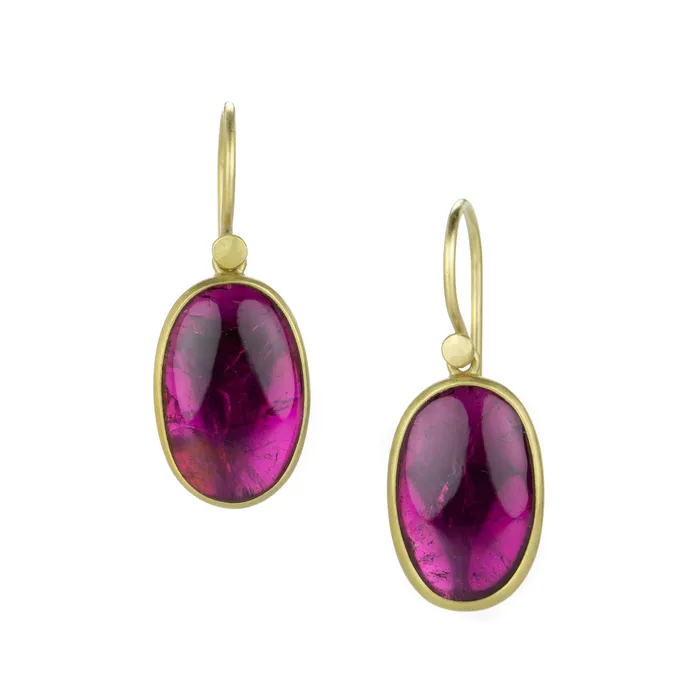 Earrings Lola Brooks Oval Bright Pink Tourmaline Drop Earrings