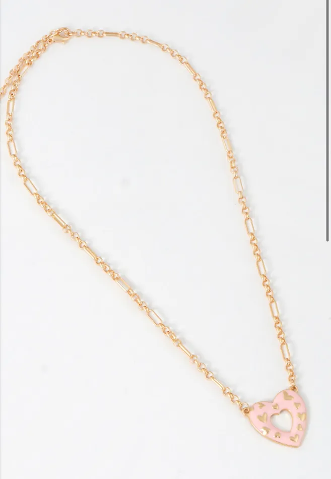 Enamel Heart Pendant Fashion Necklace B7N2180 Necklaces