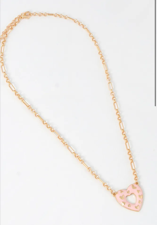 Enamel Heart Pendant Fashion Necklace B7N2180 Necklaces