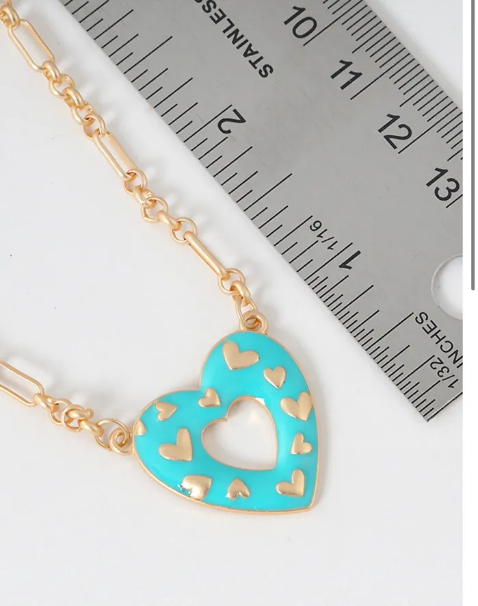 Enamel Heart Pendant Fashion Necklace B7N2180 Necklaces