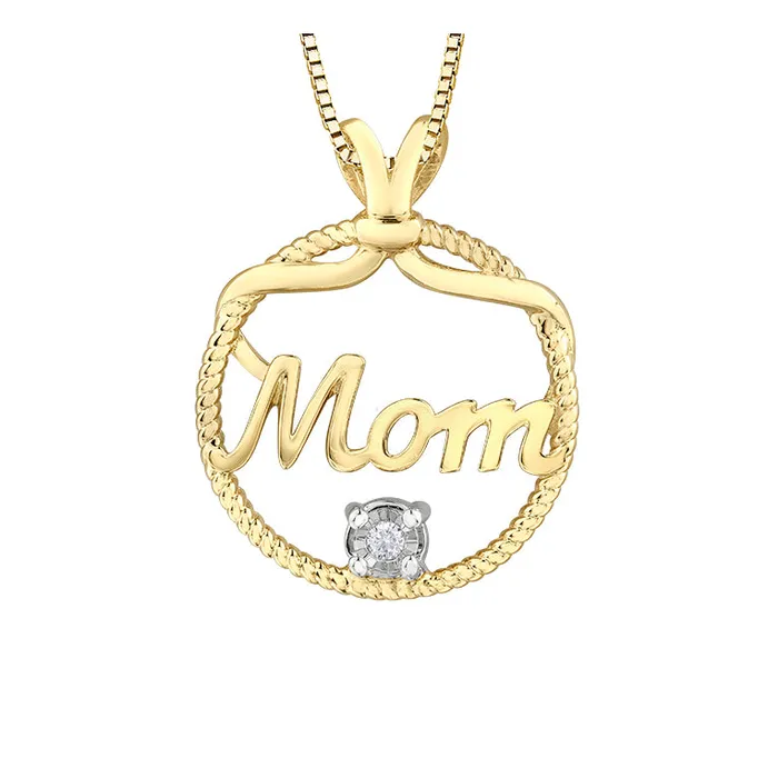 Forever Jewellery Necklaces 10kt Yellow Gold Mom Diamond Pendant