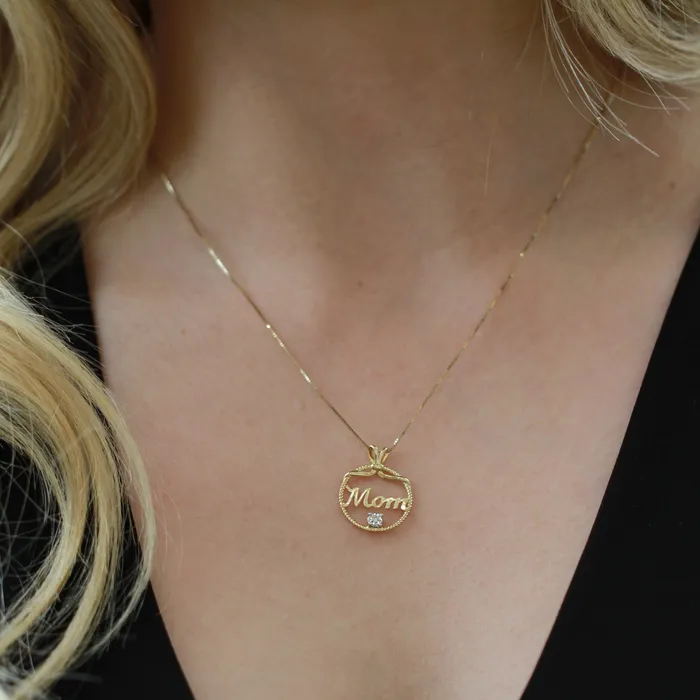 Forever Jewellery Necklaces 10kt Yellow Gold Mom Diamond Pendant Forever Jewellery Necklaces 10kt Yellow Gold Mom Diamond Pendant