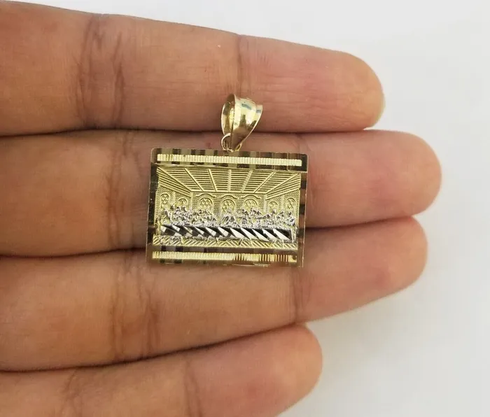 Globalwatches10 10k Real Yellow Gold Last Supper Charm Pendant Diamond cuts Design MenWomen Necklaces Globalwatches10 10k Real Yellow Gold Last Supper Charm Pendant Diamond cuts Design MenWomen Necklaces