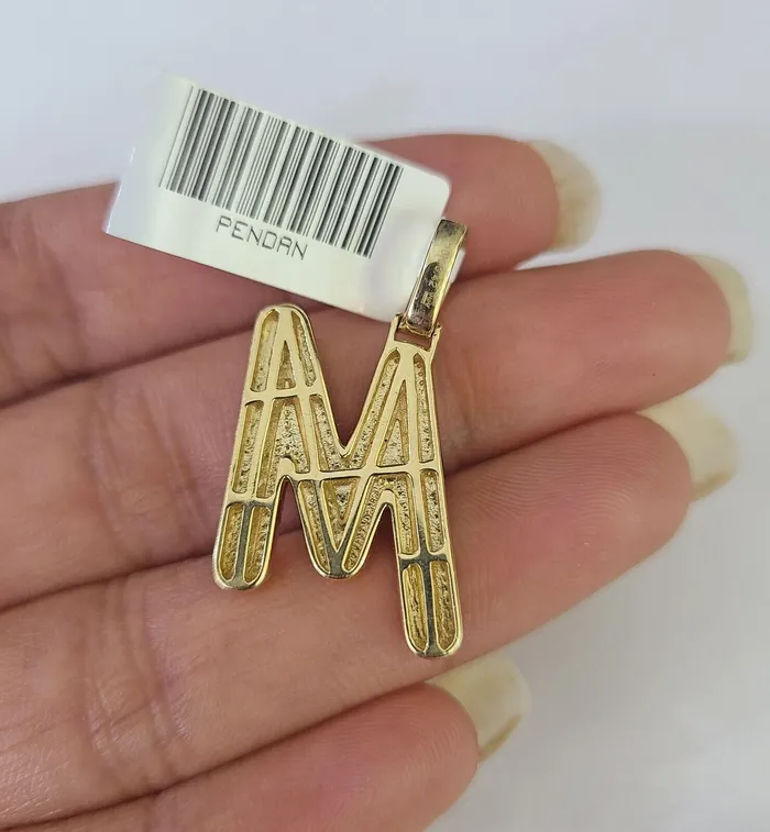 Globalwatches10 Charm Necklaces 10k Yellow Gold Diamond M Charm Pendant Initial Alphabet Letter Real Genuine