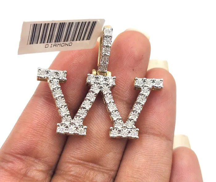 Globalwatches10 Charm Necklaces Real 10k Gold Diamond Letter W Initial Alphabet CharmPendant 125 Globalwatches10 Charm Necklaces Real 10k Gold Diamond Letter W Initial Alphabet CharmPendant 125