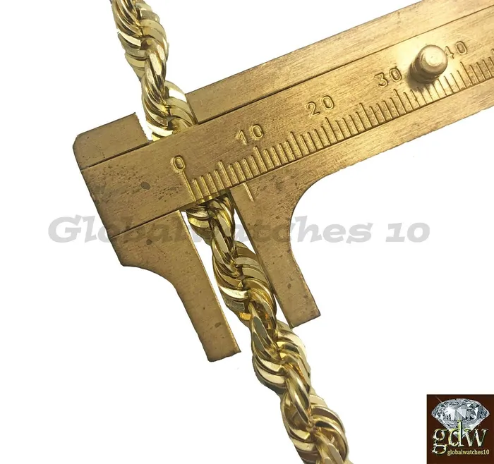 Gold and Diamond 10K Gold Solid Rope Chain Necklace 26 Inch Lobster Clasp for Men Real 10k Gold Necklaces