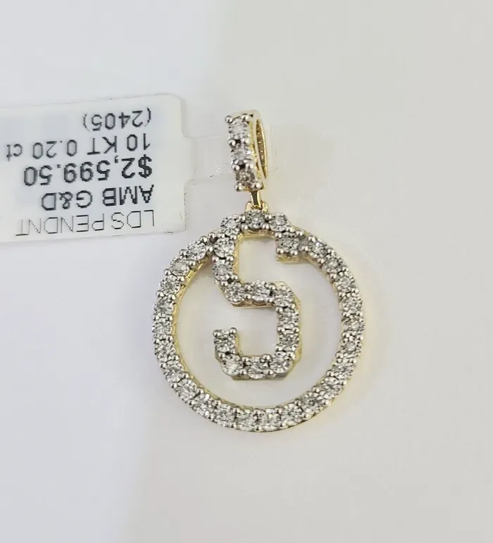 Gold and Diamond Charm Necklaces 10k Diamond S Charm Pendant Initial Alphabet Letter Real Genuine Yellow Gold