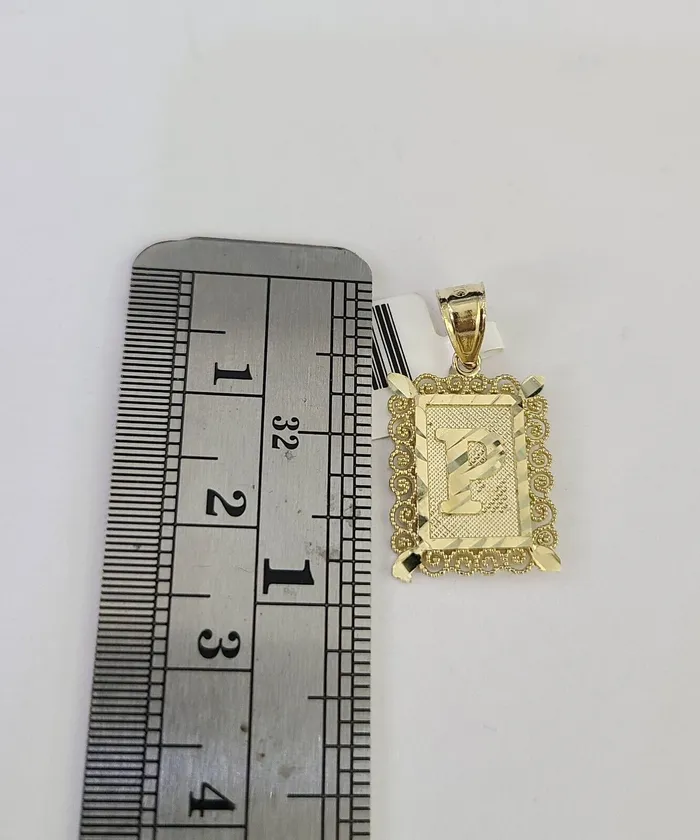 Gold and Diamond Necklaces 10k Gold Initial P Charm Rope Chain 1626 25mm SET Necklace Alphabet Pendant