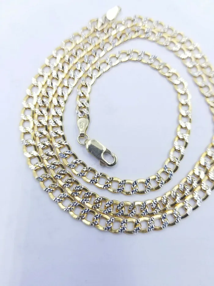 Gold and Diamond Necklaces 10K Yellow Gold 5mm Cuban Curb Link chain Necklace 1826 Diamond Cut Real Gold and Diamond Necklaces 10K Yellow Gold 5mm Cuban Curb Link chain Necklace 1826 Diamond Cut Real