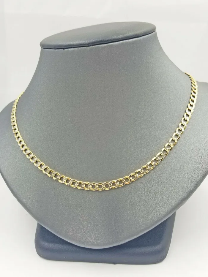 Gold and Diamond Necklaces 10K Yellow Gold 5mm Cuban Curb Link chain Necklace 1826 Diamond Cut Real