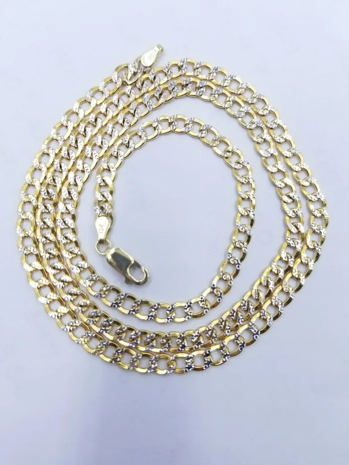 Gold and Diamond Necklaces 10K Yellow Gold 5mm Cuban Curb Link chain Necklace 1826 Diamond Cut Real