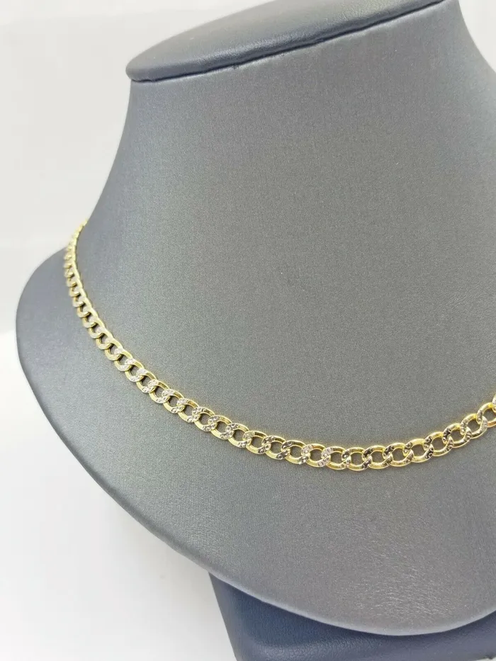 Gold and Diamond Necklaces 10K Yellow Gold 5mm Cuban Curb Link chain Necklace 1826 Diamond Cut Real