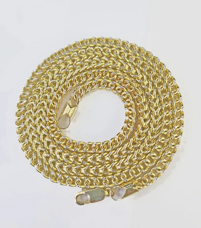 Gold and Diamond Necklaces 14k Franco Diamond Cut Chain Yellow gold 4mm 24 inch necklace lobster lock 10kt