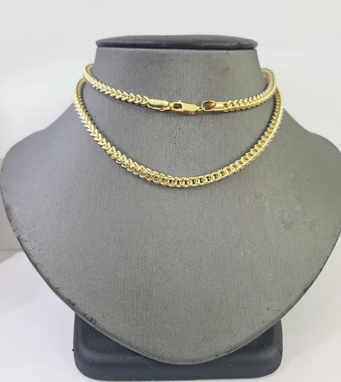 Gold and Diamond Necklaces 14k Franco Diamond Cut Chain Yellow gold 4mm 24 inch necklace lobster lock 10kt