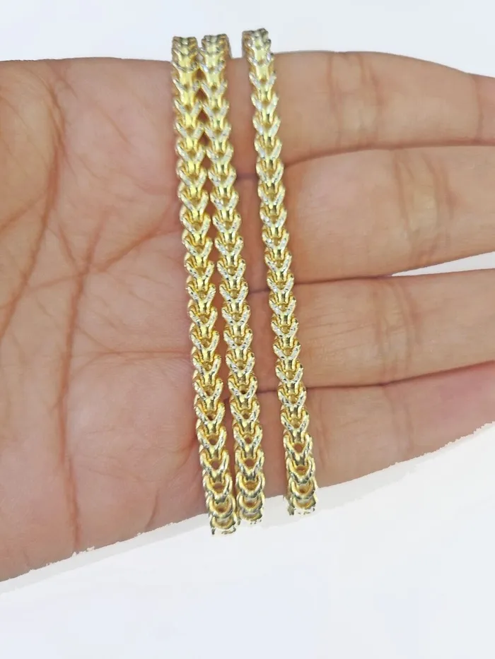 Gold and Diamond Necklaces 14k Franco Diamond Cut Chain Yellow gold 4mm 24 inch necklace lobster lock 10kt
