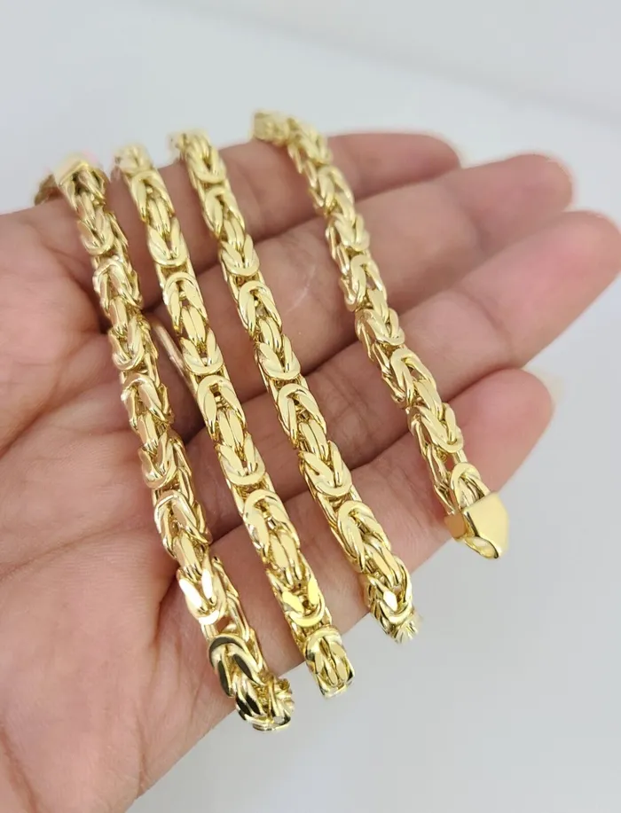 Gold and Diamond Necklaces 14K Gold Necklace Chain Jesus Crucifix Cross Charm Turkish Byzantine 4mm 24