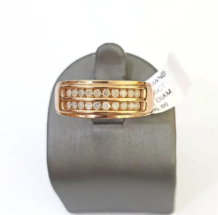 Gold and Diamond REAL 10k Rose Gold Diamond Mens Ring Engagement Wedding Genuine Rings Gold and Diamond REAL 10k Rose Gold Diamond Mens Ring Engagement Wedding Genuine Rings