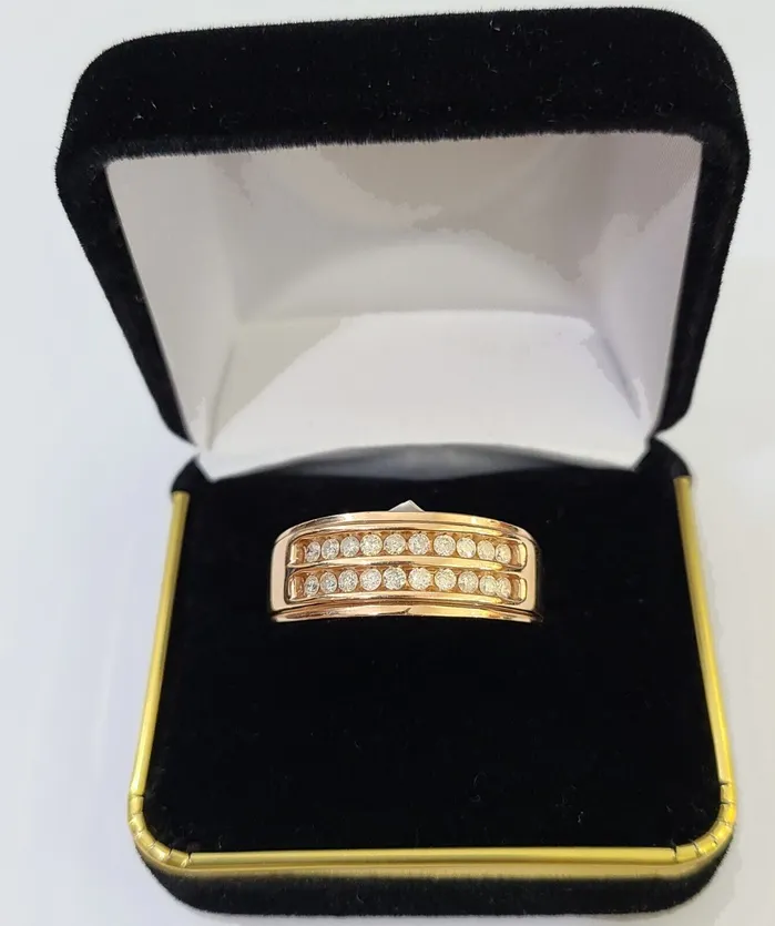 Gold and Diamond REAL 10k Rose Gold Diamond Mens Ring Engagement Wedding Genuine Rings