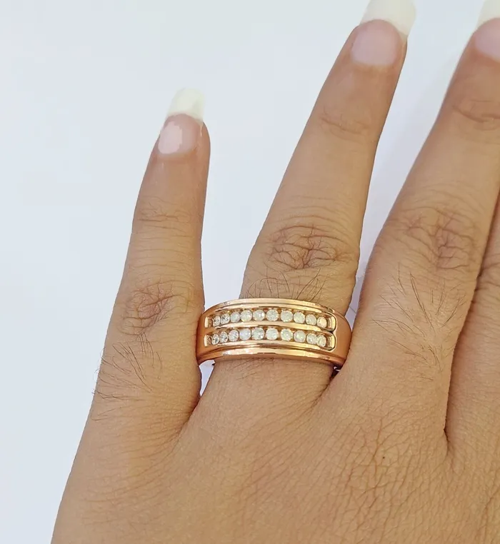 Gold and Diamond REAL 10k Rose Gold Diamond Mens Ring Engagement Wedding Genuine Rings