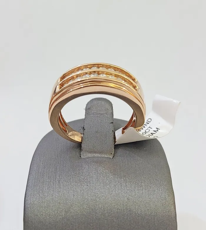 Gold and Diamond REAL 10k Rose Gold Diamond Mens Ring Engagement Wedding Genuine Rings
