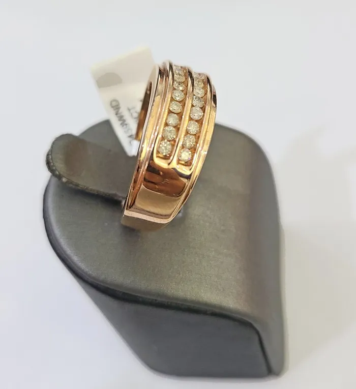 Gold and Diamond REAL 10k Rose Gold Diamond Mens Ring Engagement Wedding Genuine Rings