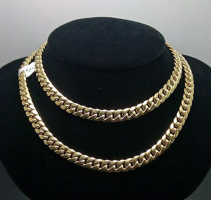 Gold and Diamond Real Gold 7mm 24 Mens Cuban Link Necklace 10KT yellow Gold Chain Strong Links Necklaces