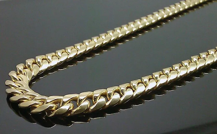 Gold and Diamond Real Gold 7mm 24 Mens Cuban Link Necklace 10KT yellow Gold Chain Strong Links Necklaces