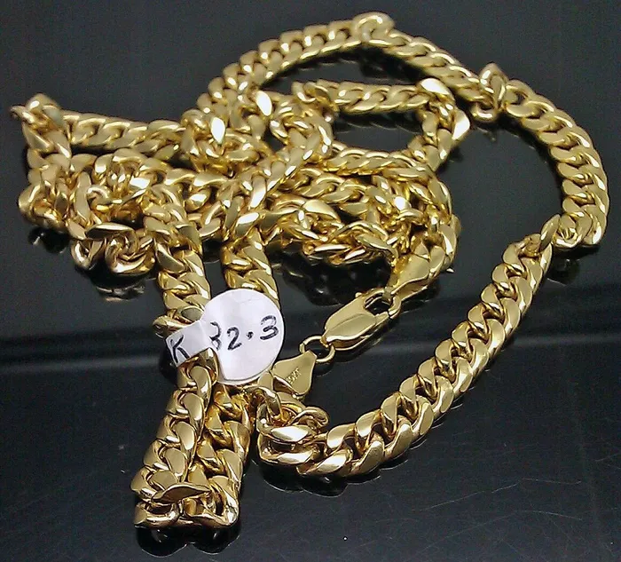 Gold and Diamond Real Gold 7mm 24 Mens Cuban Link Necklace 10KT yellow Gold Chain Strong Links Necklaces