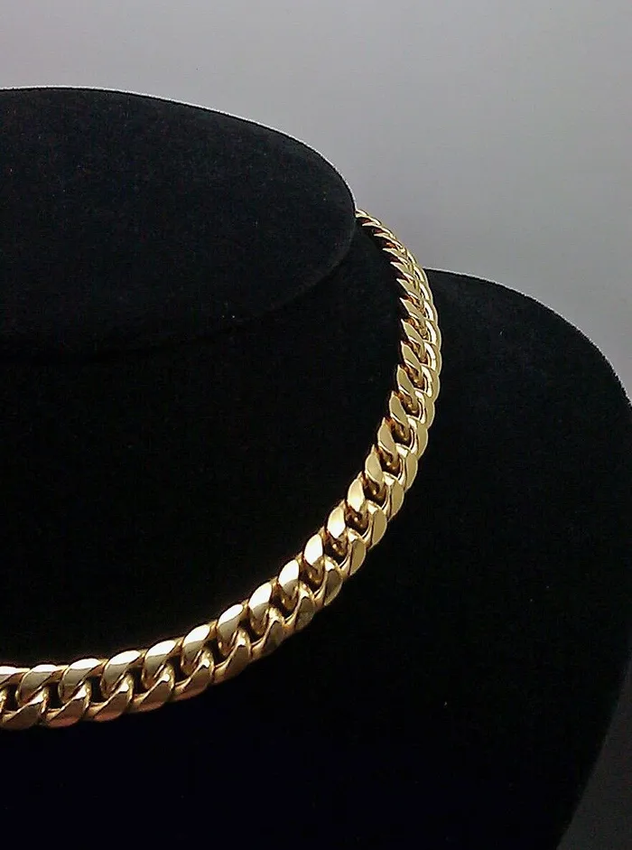 Gold and Diamond Real Gold 7mm 24 Mens Cuban Link Necklace 10KT yellow Gold Chain Strong Links Necklaces