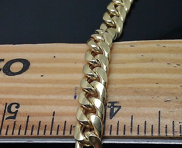 Gold and Diamond Real Gold 7mm 24 Mens Cuban Link Necklace 10KT yellow Gold Chain Strong Links Necklaces