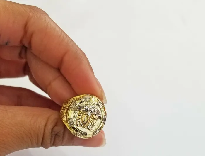 Gold and Diamond Rings Real 10K Yellow Gold Ring Head Pinky Casual size 9 Mens Ring