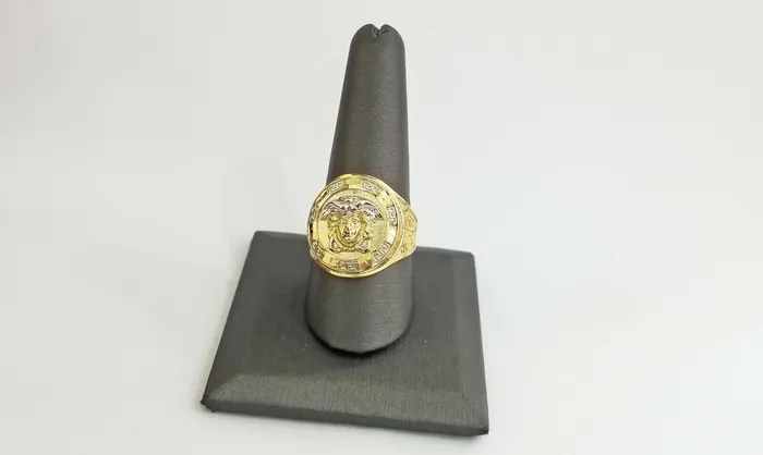 Gold and Diamond Rings Real 10K Yellow Gold Ring Head Pinky Casual size 9 Mens Ring