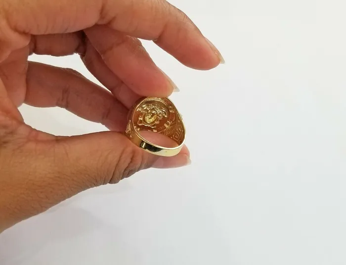 Gold and Diamond Rings Real 10K Yellow Gold Ring Head Pinky Casual size 9 Mens Ring