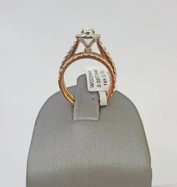Gold and Diamond Rings REAL 14k Rose Gold Diamond Ladies Ring Drop Shaped Women Engagement Wedding