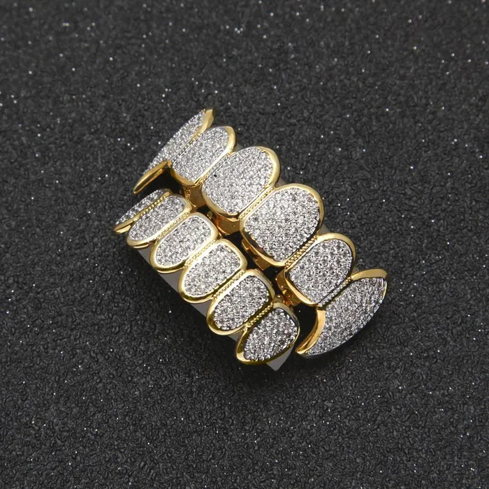 Gold HipHop Cubic Zircon Teeth Grillz Bling Proud PreStyled Sets