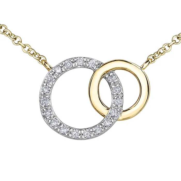 Independent Jewellers Necklaces 10kt Yellow Gold Double Circle Interlocking Necklace Independent Jewellers Necklaces 10kt Yellow Gold Double Circle Interlocking Necklace
