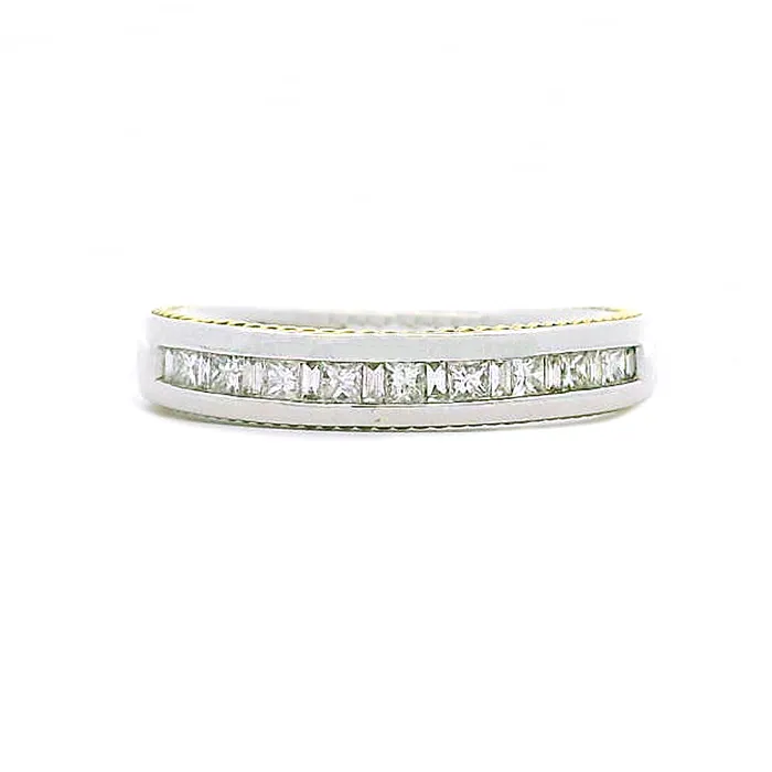 Independent Jewellers Rings TwoToned Gold Princess Cut Diamond Band