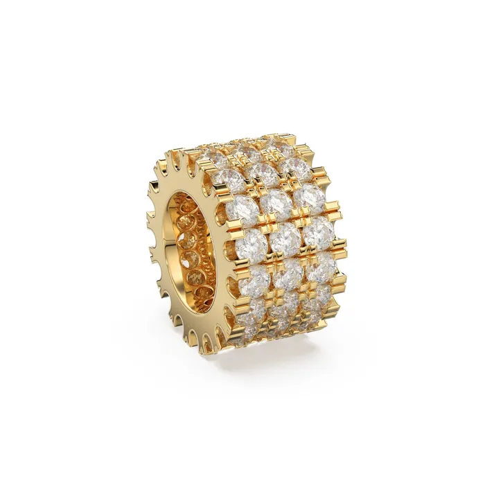 Jalvi Co 14k 18k Solid Yellow Gold 6mm 3 Row Diamond Eternity Rondelle Wheel Bead PreStyled Sets Jalvi Co 14k 18k Solid Yellow Gold 6mm 3 Row Diamond Eternity Rondelle Wheel Bead PreStyled Sets