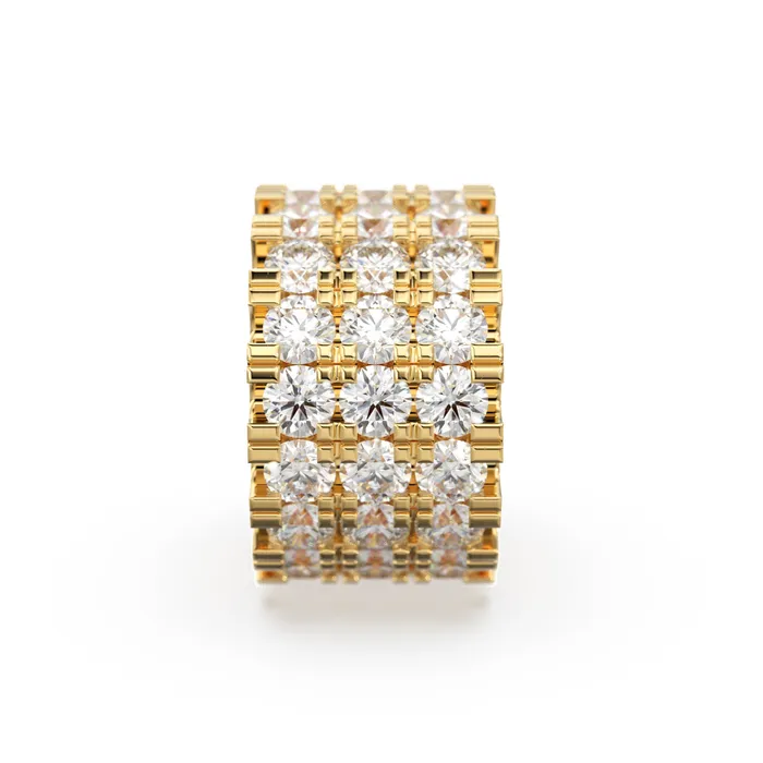 Jalvi Co 14k 18k Solid Yellow Gold 6mm 3 Row Diamond Eternity Rondelle Wheel Bead PreStyled Sets Jalvi Co 14k 18k Solid Yellow Gold 6mm 3 Row Diamond Eternity Rondelle Wheel Bead PreStyled Sets
